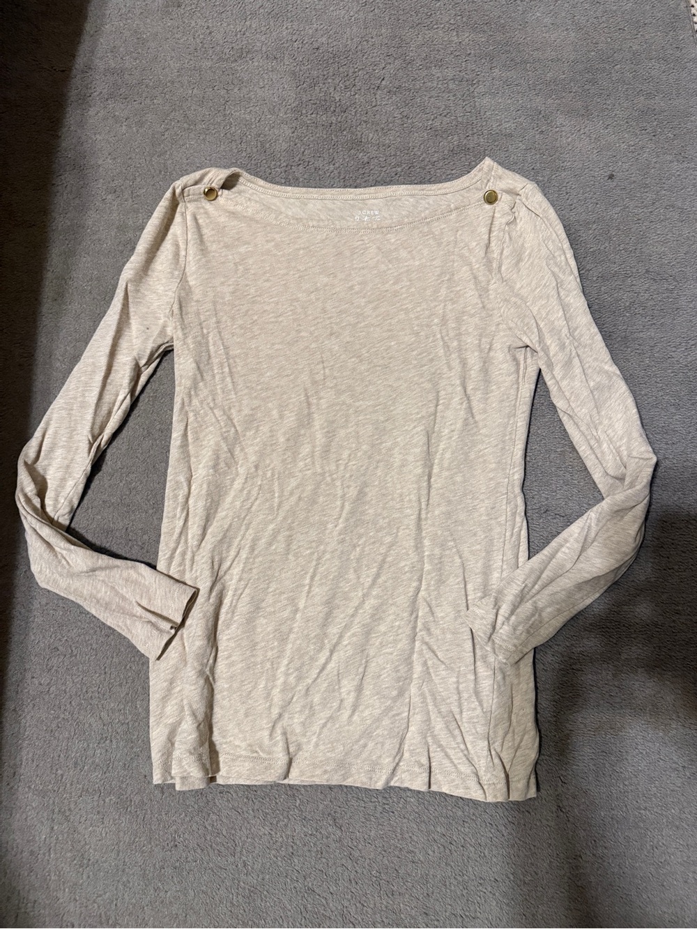 J.Crew Painter Tee Cream Boatneck Top Small